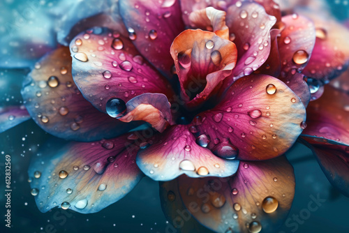 Close-up delicate blooming pink flower as floral colorful background. Bright botanical background for wallpaper, poster, product packaging, wedding invitation or presentations. Generative AI