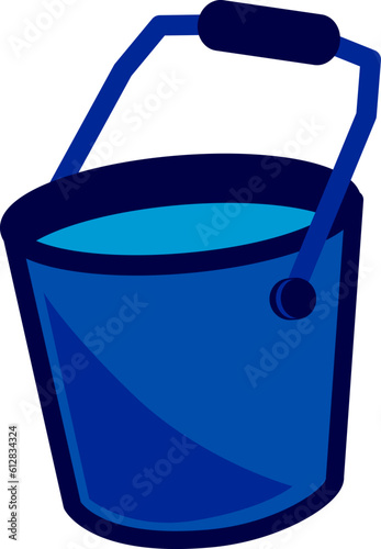 Illustration of a bucket filled with water cute cartoon
