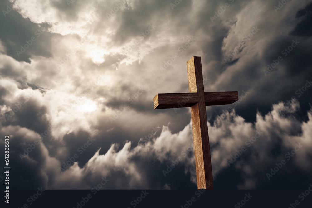 A captivating scene of a cross radiating luminous light against a celestial sky Image ai generate A captivating scene of a cross radiating luminous light against a celestial sky Image ai generate