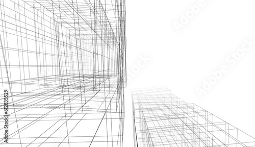 Abstract buildings. Architectural background 3d illustration