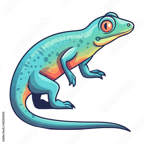 Cute blue gecko sitting on branch, isolated