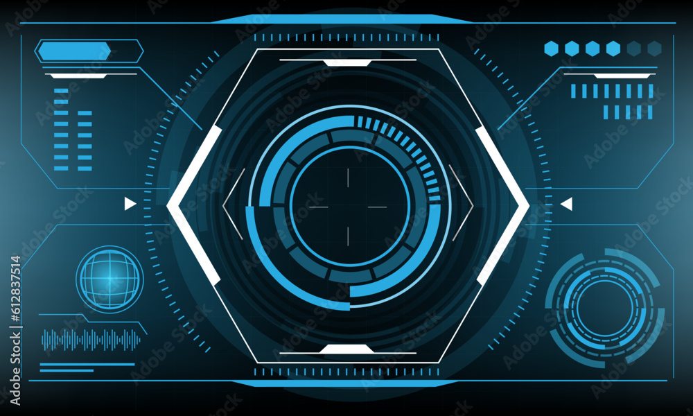 HUD sci-fi interface screen view design virtual reality futuristic technology display vector HUD sci-fi interface screen view design virtual reality futuristic technology display vector
