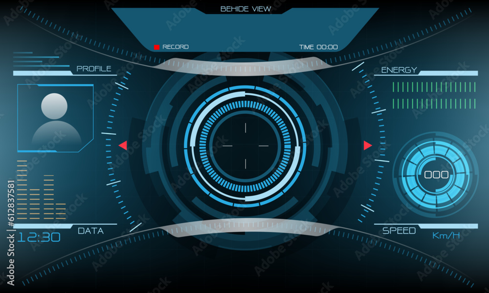 HUD sci-fi interface screen view design virtual reality futuristic technology display vector