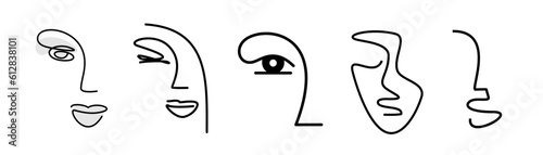 girl face silhouette and outline. logos for a beauty salon. make-up and cosmetology. female emblem portrait