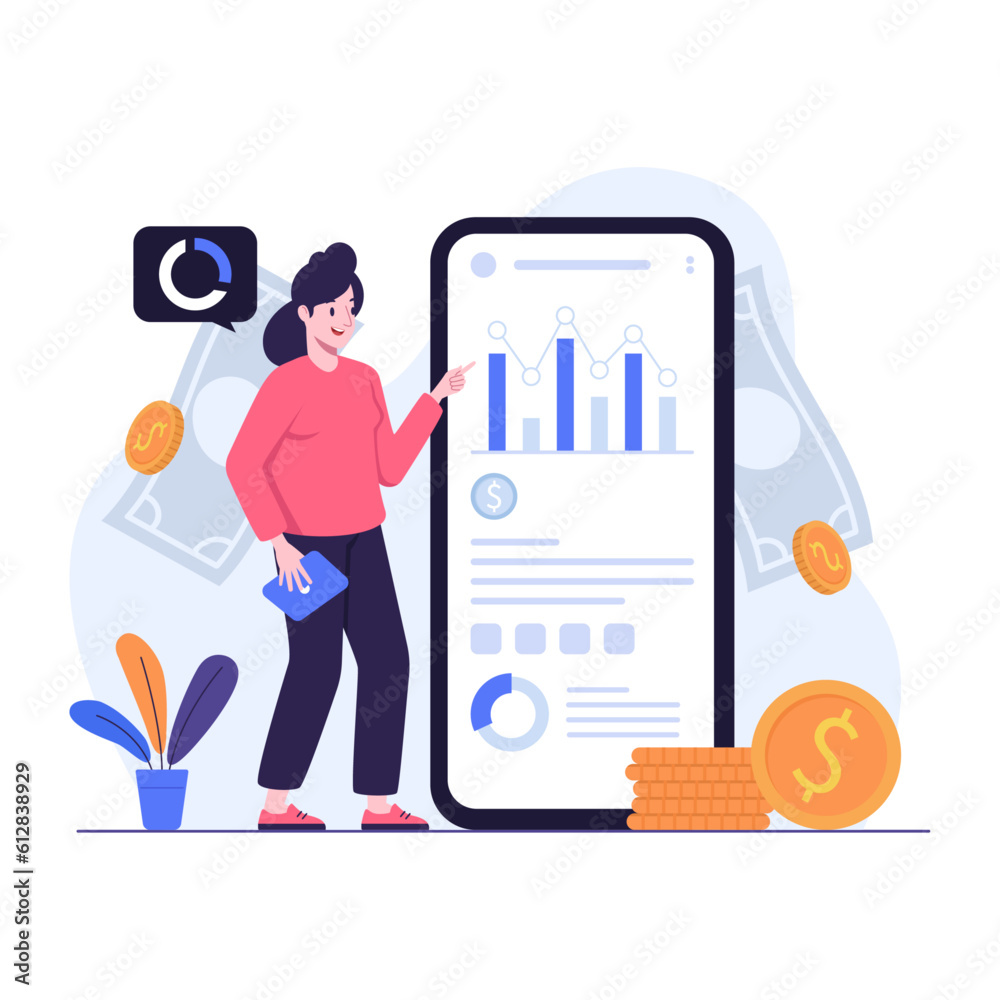 Woman explaining financial risk chart calculations Woman explaining financial risk chart calculations