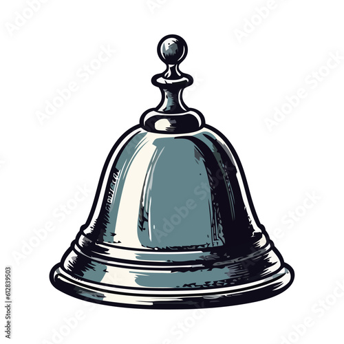 Metallic handbell ringing, symbol of hotel service