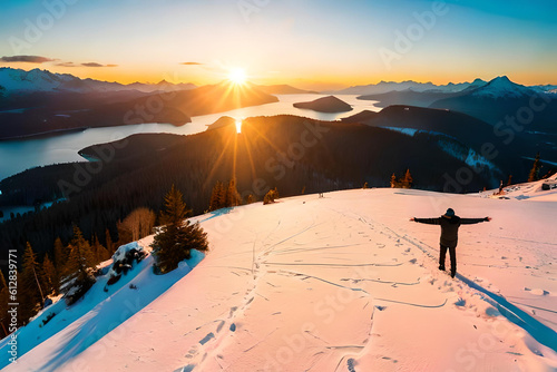 ski resort on high mountaint in winter sesason photo