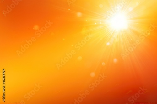 Sunny background, orange sun with lens flare. Generative AI