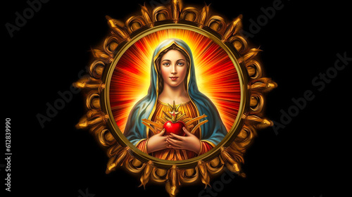 Fotografiet Immaculate Heart of the Holy Mary. AI generativ.