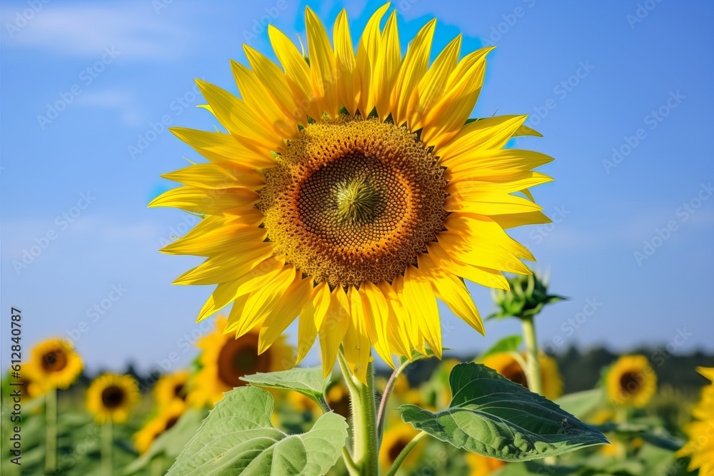 photo closeup shot of a sunflower head with the field of many on the surface. Generative AI photo closeup shot of a sunflower head with the field of many on the surface. Generative AI