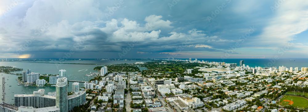 Storm clouds South Florida Miami Beach storm and hurricane season panorama