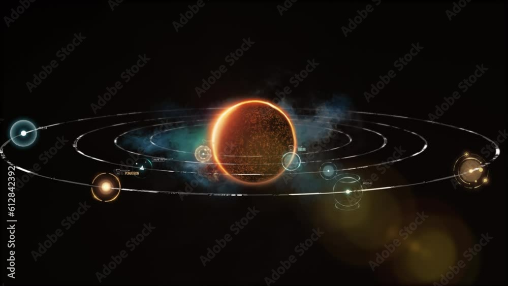 Digital Solar System Sci-Fi HUD - Holographic