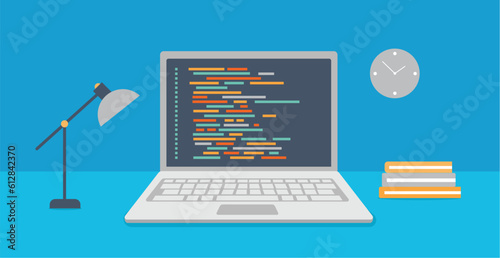 programming and coding software on computer screen concept