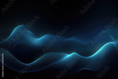 Blue technology ripple lines in front of dark background, generated by AI
