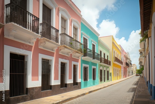 Colorful houses in old San Juan, Puerto Rico, Generative AI