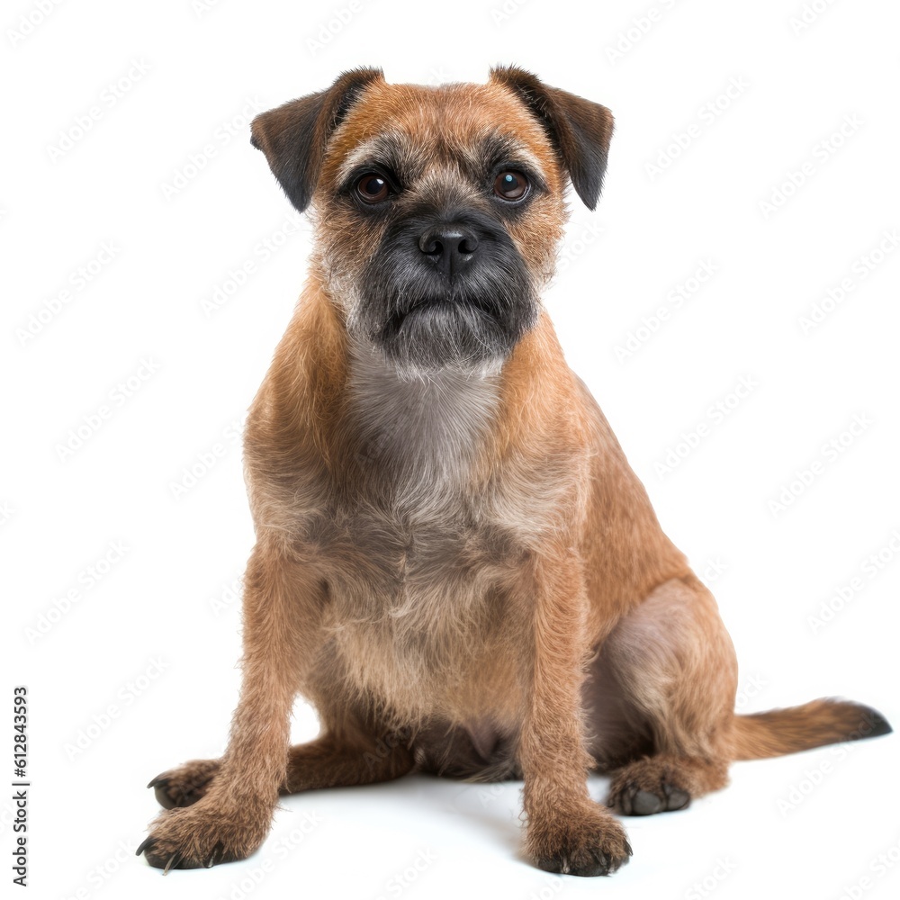 Border Terrier dog isolated on white background. Generative AI Border Terrier dog isolated on white background. Generative AI