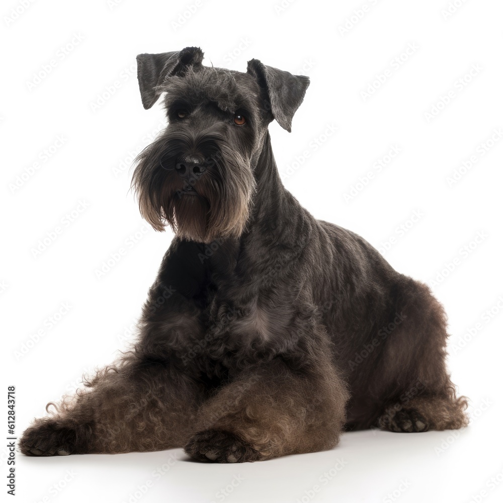 Kerry Blue Terrier dog isolated on white background. Generative AI