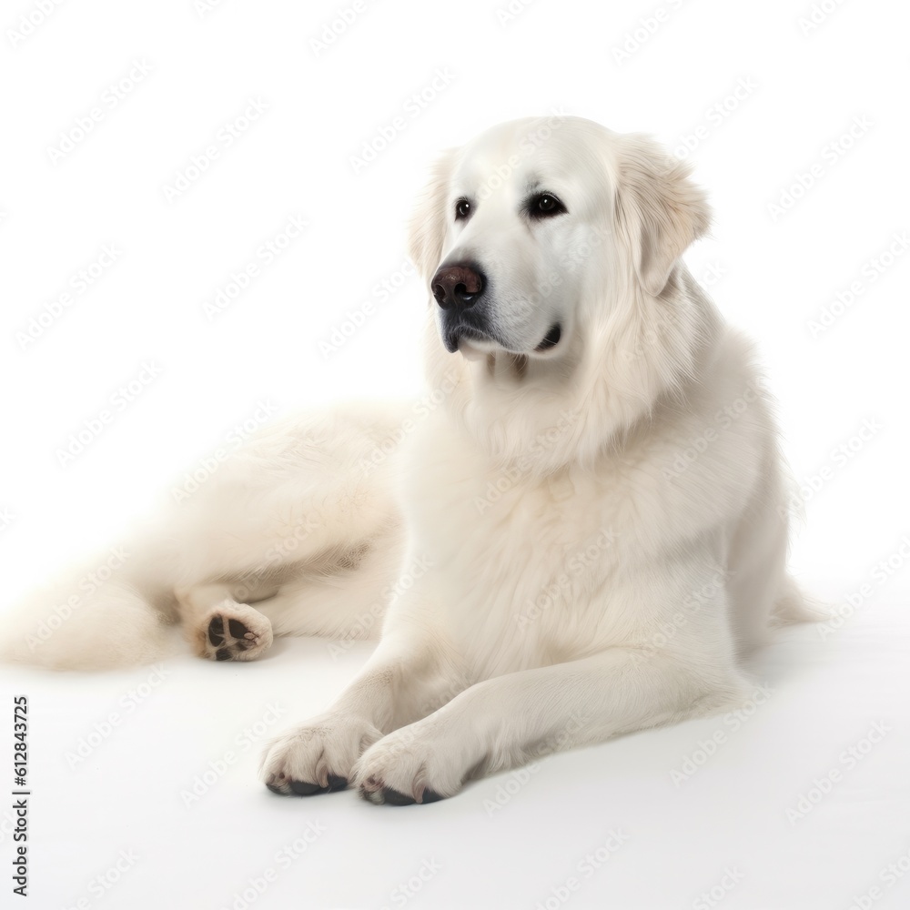 Kuvasz dog isolated on white background. Generative AI Kuvasz dog isolated on white background. Generative AI