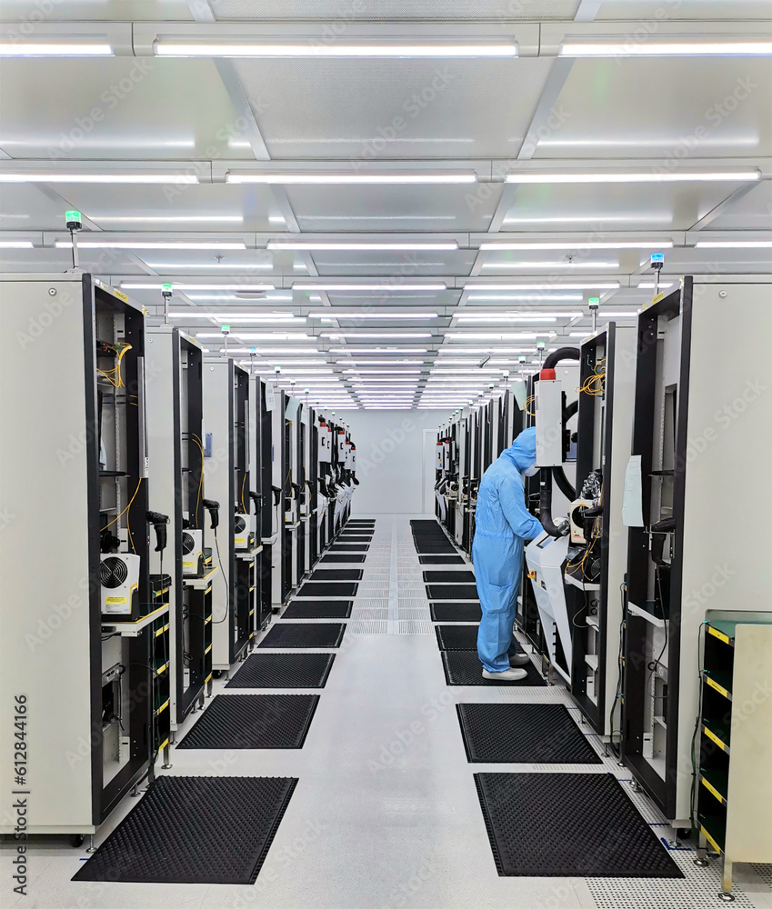 Electrical clean room lab and engineer is working Electrical clean room lab and engineer is working