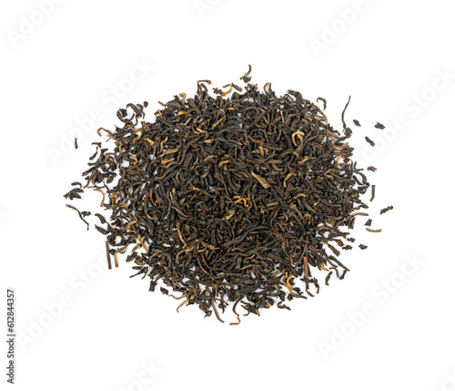 Black Tea Leaves Isolated, High Quality Black Tea Pile, Dry Organic Indian Drink, Black Tea Leaves on White
