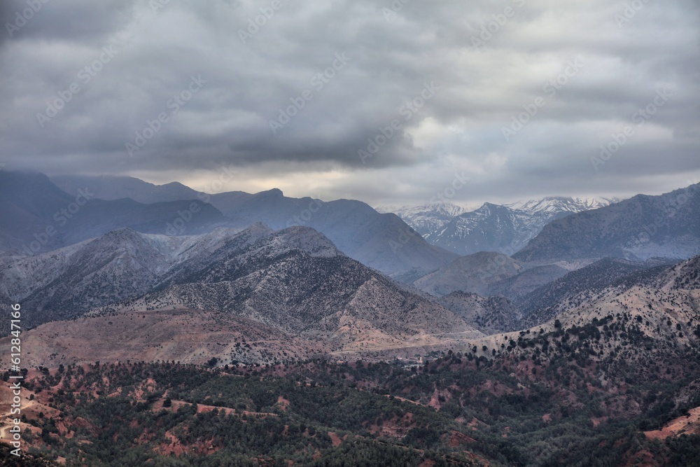 Morocco High Atlas landscape. Tizi N'Tichka mountain pass.