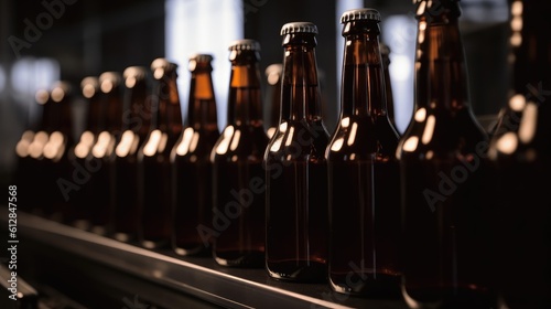 Beer production line in factory  AI generated