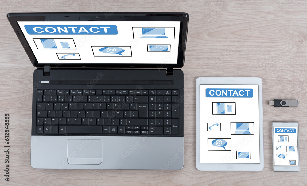 Contact concept on different devices Contact concept on different devices