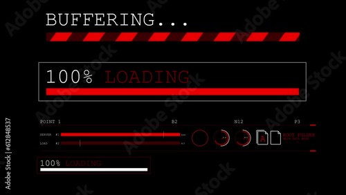 HUD loading and buffering element - progress bar with percentage photo
