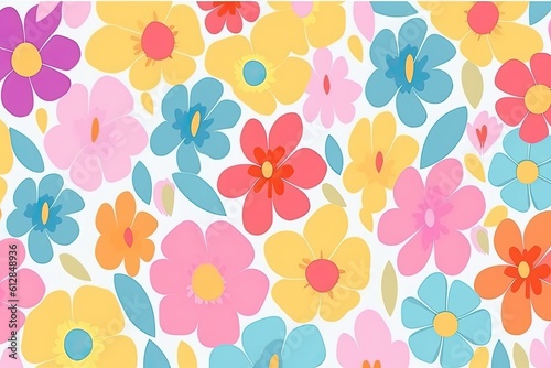 Beautiful, Multi-Colour Floral Pattern for Decorating Wallpaper, Backdrops, and Fabrics: Generative AI