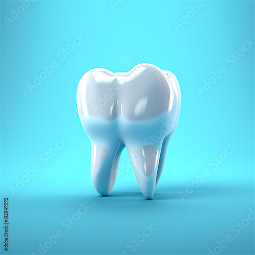 Dental Health Awareness  Blue Background with Tooth Impression - AI Generated