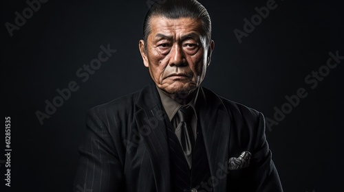 Portrait of a Yakuza member. Japanese mafia man concept. Generative AI. © GustavsMD