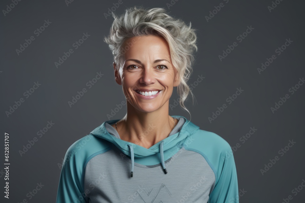 Sport and fitness concept. Portrait of Smiling woman enjoying fitness training. Generative AI Sport and fitness concept. Portrait of Smiling woman enjoying fitness training. Generative AI