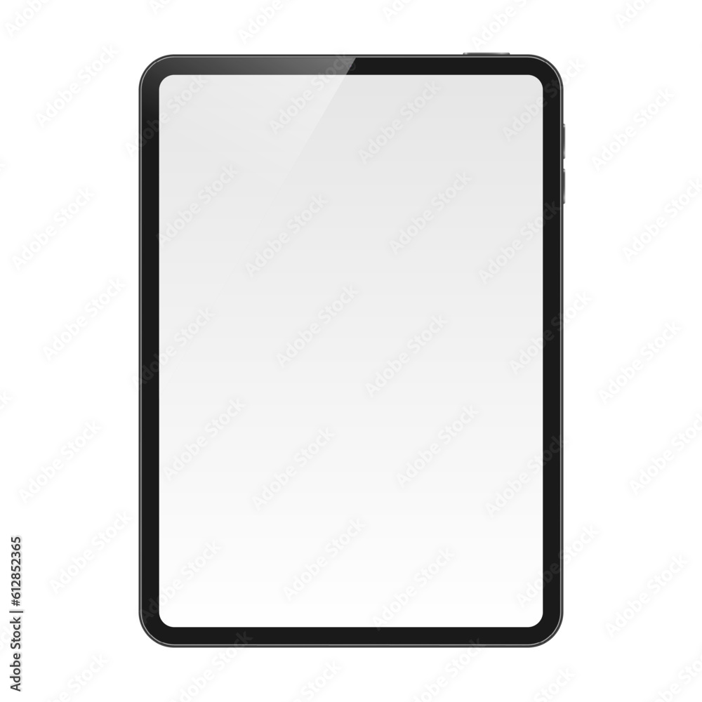 Tablet vector mockup with blank screen. Tablet display template isolated on white background. Tablet vector mockup with blank screen. Tablet display template isolated on white background.
