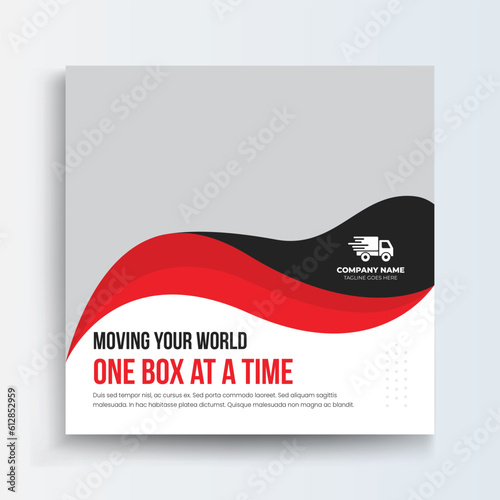 Moving SErvice office, house, city, road, home, square social media promo poster sale & discount social media advertising design.