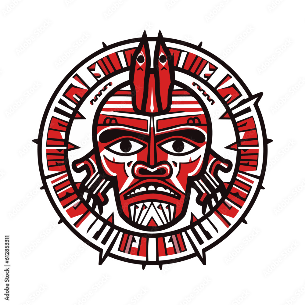 Minimalist Aztec Mask Logo Vector Design Clean and Elegant Tribal Face Mask Icon with Aztec Influences