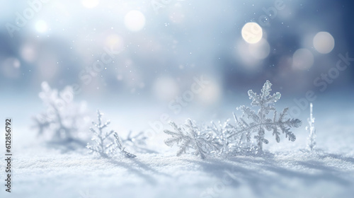 Snowflakes with white light blur background