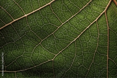 Close-up of a green leaf texture, abstract graphic background with copy space, generative Ai © Angus.YW