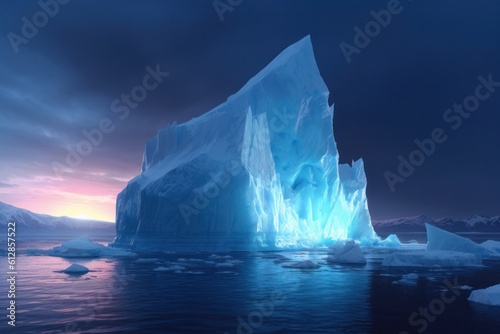 Iceberg in the ocean at sunset, Antarctic Peninsula, Antarctica, generative Ai
