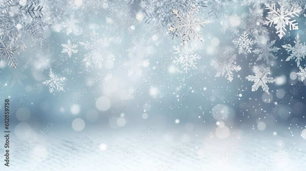 Snowflakes with white light blur background