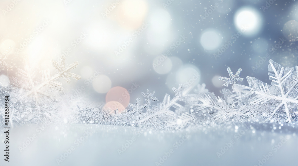 Snowflakes with white light blur background Snowflakes with white light blur background