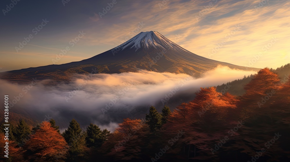 Mount Fuji in Japan im Herbst. Japan. Mountain Fuji. Generetive Ai