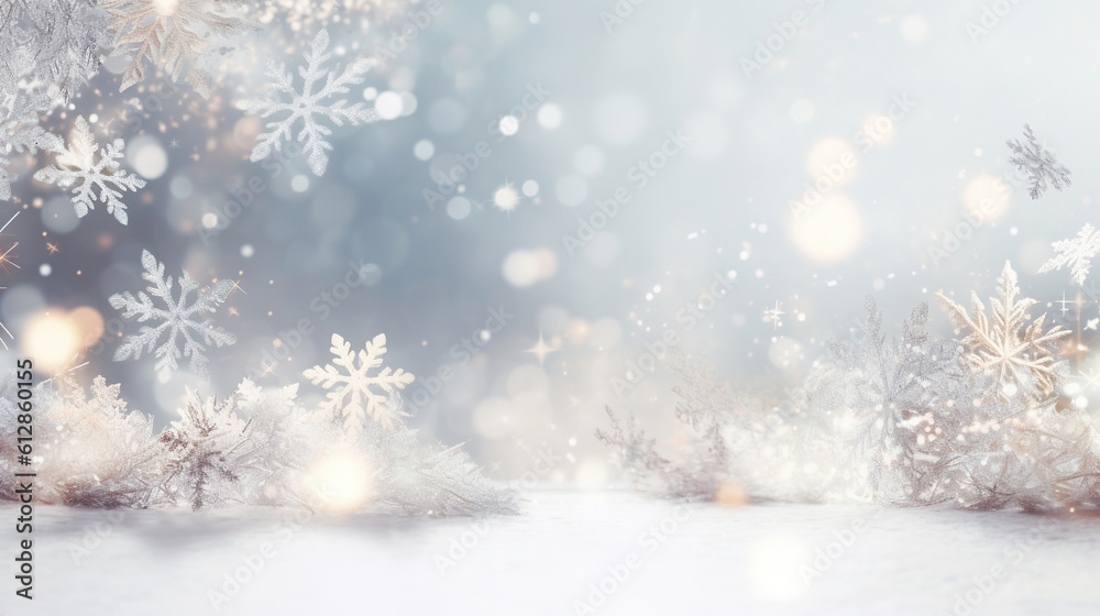 Snowflakes with white light blur background Snowflakes with white light blur background