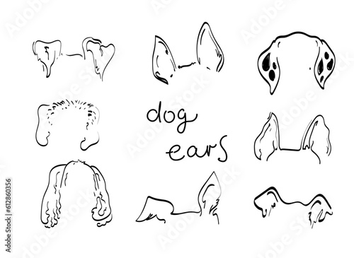 Pet dog Ears tattoo Outline Drawing doodle  vector icon illustration