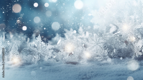Snowflakes with white light blur background © Absent Satu