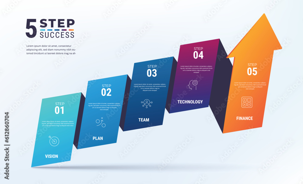 Growth arrow infographic template. Five step of business growth. Stock ...