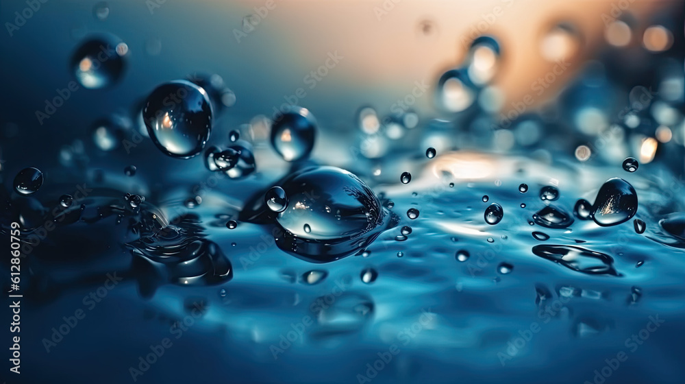 closeup of blue sparkling water. Generative AI