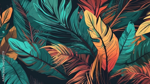 abstract colorful autumn leaves illustration background for designers. Generative AI