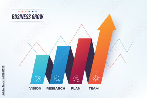 Grow up arrow infograpic. Business growth infographic.