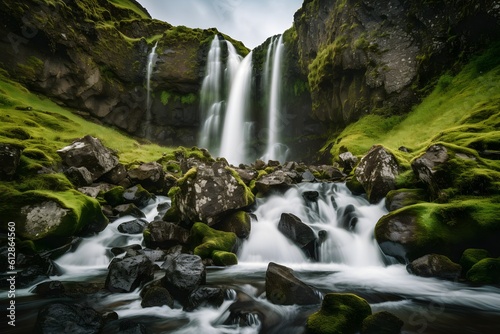 Waterfall In the Mountains - Generative AI