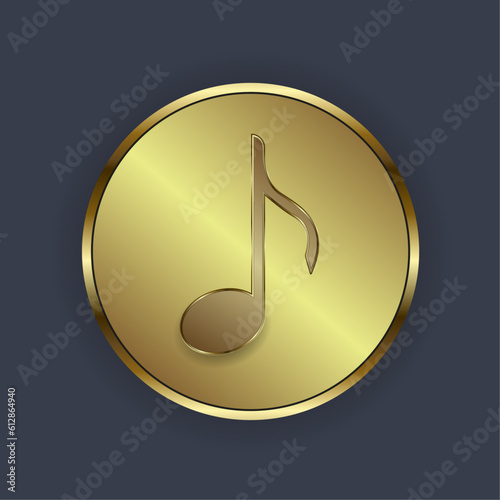 Golden music icon on thecenter of circle, symbol, element concept of entertaiment design photo